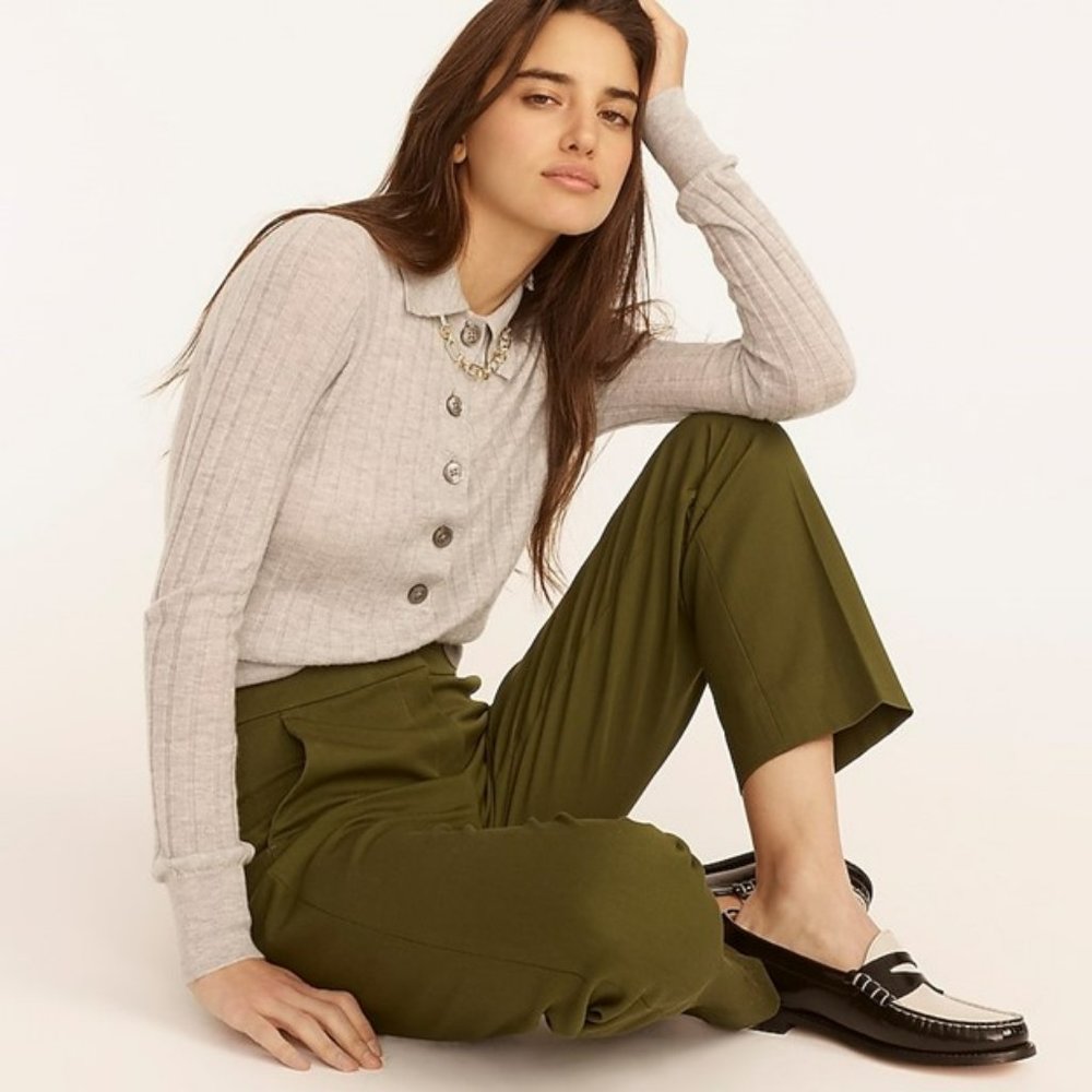 J Crew NWT Kate straight-leg pant in bi-stretch cotton Size 14 Laurel Green